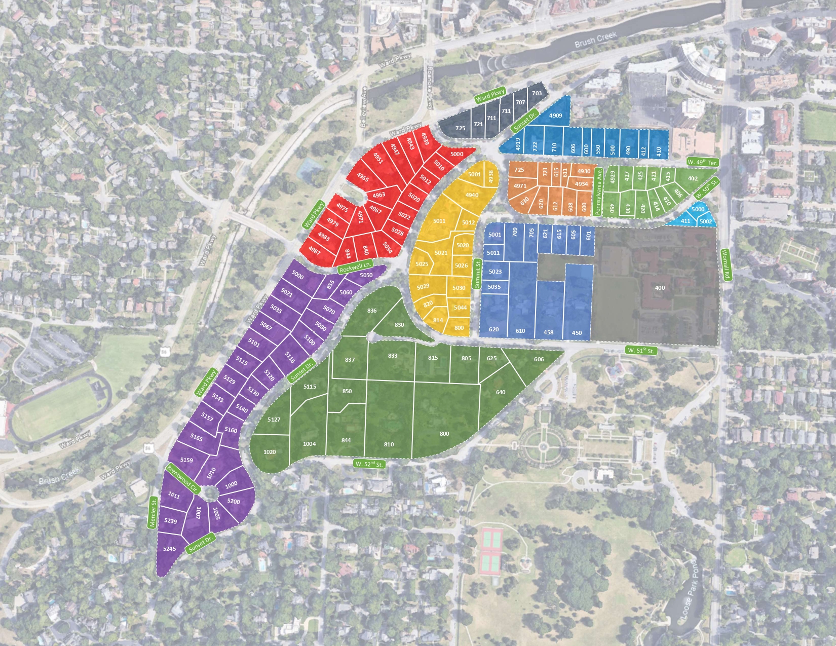 Map showing the boundaries of the Rockwell Homes Association