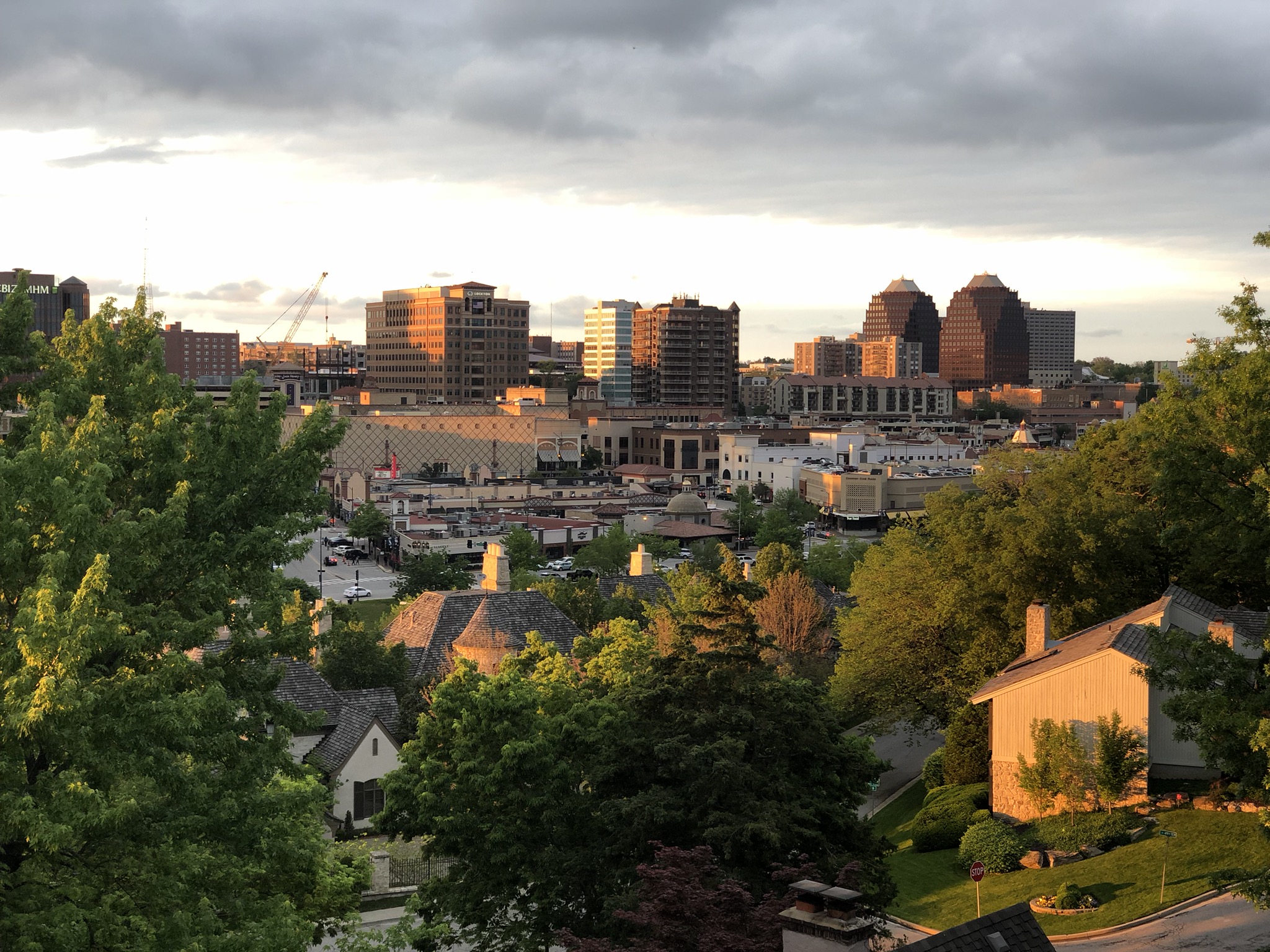 Plaza skyline at golden hour from the Rockwell neighborhood